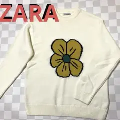 ZARA ニットセーター フラワーモチーフニットセーター　花柄　オーバーサイズ