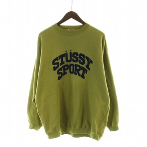 ステューシー STUSSY SPORT オールドステューシー ヴィンテージ スウェット トレーナー 長袖 ロゴ 裏毛 L カーキ ■GY12 /MQ メンズ