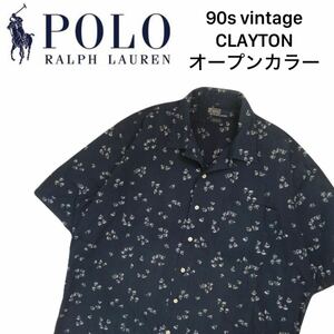 90s 当時物 Polo Ralph Lauren CLAYTON セーリング ヨット 開襟 半袖アロハシャツ ハワイアン メンズL ラルフローレン ビンテージ RRL X