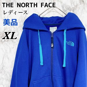 美品★ノースフェイス 裏起毛 パーカー レディース XL 青ブルー ハイベント LL 大きいサイズ THE NORTH FACE