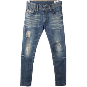 ■DIESEL ディーゼル / SLEENKER SLIM-SKINNY 0662I / メンズ / インディゴ リペア加工 / ストレッチ スリムスキニー デニムパンツ W28 L30