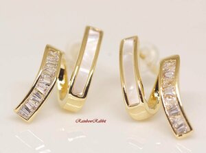 18K RGP ゴールド ダイヤ CZ フラワー ピアス gp5556