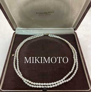 ミキモト MIKIMOTO パールネックレス ベビーパールネックレス ベビーパール ネックレス 2連 Mチャーム K18YG ケース付属 