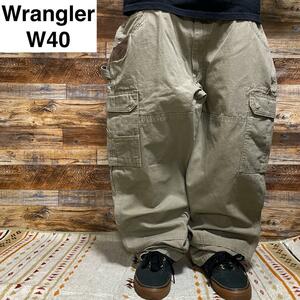 Wrangler ラングラー ダブルニーカーゴパンツ ペインターパンツ ワークパンツ 古着 w40 ベージュ カーキ 極太 オーバーサイズ ビッグサイズ
