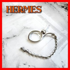 【1品限り】HERMES エルメス グローブ 手袋 ホルダー チャーム シルバー チェーン #B1