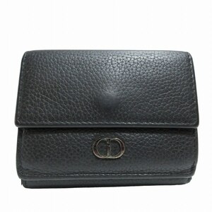 クリスチャンディオール Christian Dior 2ESBC110CDI_H00N レザー三つ折り財布 ウォレット カーフスキン CDロゴ金具 黒 IBO52