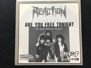 REACTION(リアクション) ARE YOU FREE TONIGHT ※ロッキンｆオマケソノシート