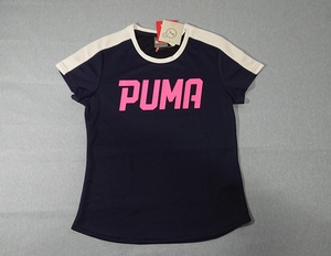 PUMA（プーマ） 半袖シャツ　PUMAロゴ ネイビー Sサイズ