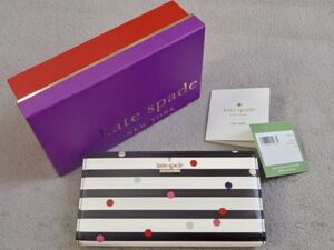 kate spade new york ケイトスペード 財布 白黒 ボーダー ドット ステーシー Stacy 長財布 CAMERON StREET CONFETTI DOT 〒350円 匿名410円