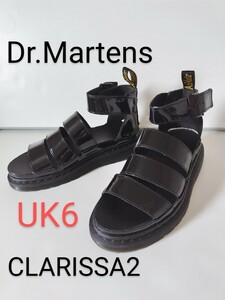 Dr.Martens UK6 ドクターマーチン CLARISSAⅡ クラリッサ2 レディース 本革パテントレザー アンクルストラップサンダル 25cm相当