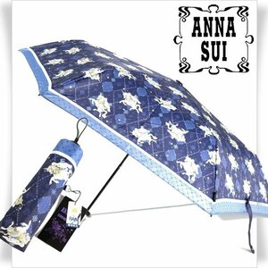 新品1円～★ANNA SUI アナスイ× CINNAMOROLL シナモロール 晴雨兼用傘 折りたたみ傘 UV遮蔽 遮光 遮熱 耐風骨 ネイビー ◆9327◆