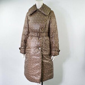 1265-24W0180★BURBERRY バーバリー 美品★ロゴモノグラム ベルト付きダウンコート UK2/IT34 ブラウン系