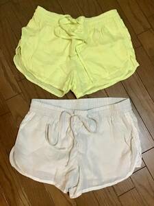 【まとめ売り】GAP/ギャップ、リネンショートパンツ2枚組/S、M★ベージュ、イエロー★レディース★USED