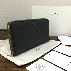 ☆送料無料☆ 未使用品 CELINE ラージジップウォレット グレー レザー 箱付き 長財布 13