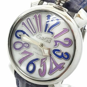GaGaMILANO ガガミラノ MANUALE 40 マヌアーレ 腕時計 クオーツ アナログ ラウンド ブルー パープル コレクション 電池交換済 動作確認済
