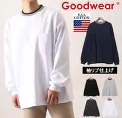 Goodwear グッドウェア USAコットン ラインリブ ポケット付き ロンT