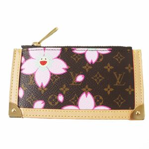 未使用品◎LOUIS VUITTON ルイヴィトン M92015 ポシェット・クレ チェリーブロッサム 村上陸 モノグラム柄 コインケース ブラウン×ピンク