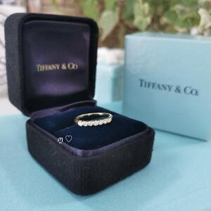 送料無料　ティファニー　ハーフエタニティダイヤモンドリング　4号　k18イエローゴールド　TIFFANY&Co.