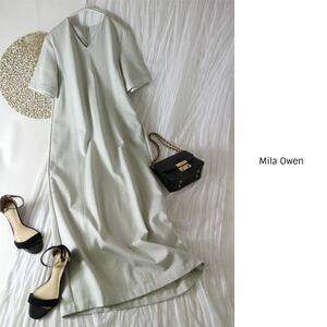 1.1万☆ミラオーウェン Mila Owen☆洗える Vネックコクーンシルエットカットソーワンピース 0サイズ☆M-B 3760