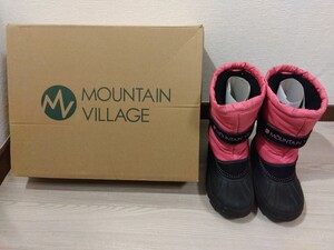 【w068】 MOUNTAIN VILLAGE マウンテンビレッジ スノーブーツ 20cm ピンク 防水仕様 内側ボア