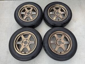 RAYS VOLK RACING TE37 14インチ 6J 38 4H PCD100 BRIDGESTONE ネクストリー 175/65/14 2020年製造 レイズ 鍛造