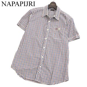 NAPAPIJRI ナパピリ 春夏 ロゴ刺繍★ 半袖 ギンガム チェック シャツ Sz.L　メンズ　C3T04501_5#A