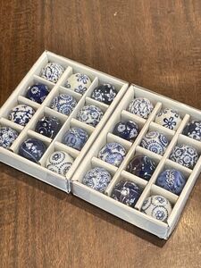 浮き球 浮き玉 青花 陶器製 小 12個セット×2点 水盤 蓮 水鉢 飾り 置物 玉 メダカ鉢 金魚鉢 ブルー 青 インテリア 雑貨