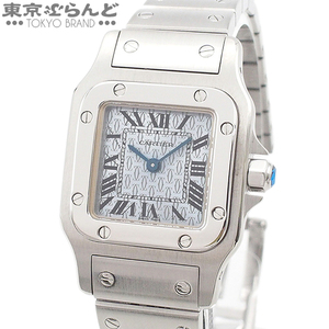 101733997 カルティエ CARTIER サントスガルベ SM ユーロ限定 ロゴ文字盤 W20064D6 アイスブルー SS 腕時計 レディース QZ 電池交換 仕上済