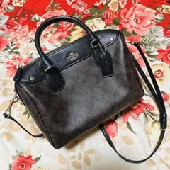 COACH★コーチ★シグネチャー★ミニボストンバッグ★ハンドショルダーbrown