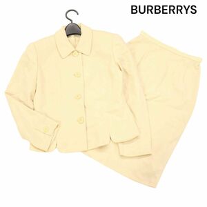 90s★ BURBERRYS ヴィンテージ バーバリー 通年 総裏♪ ジャケット & スカート セットアップ スーツ Sz.7　レディース　K4T01057_6#O