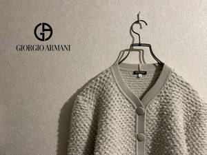 ◯ イタリア製 GIORGIO ARMANI ボア ニット カーディガン / ジョルジオ アルマーニ パイル ウール アンゴラ グレー 42 Ladies #Sirchive