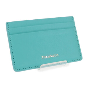 【中古】ティファニー TIFFANY&Co. カードホルダー 名刺入れ カードケース レザー ブルー レディース【Aランク】