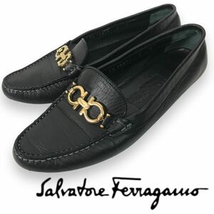 k231 Salvatore Ferragamo サルヴァトーレフェラガモ ガンチーニ ビット レザー ローファー パンプス 革靴 ドライビングシューズ 6 正規品