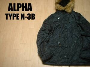 ALPHA INDUSTRIES.ブラックN-3BフライトジャケットM大きめ正規アルファN3B黒モッズパーカーU.S.AIR FORCEエアフォースN-2BN2B