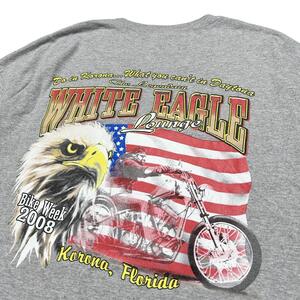 【訳あり品】2008 バイクウィーク　胸ポケ　Tシャツ　グレー　２XL