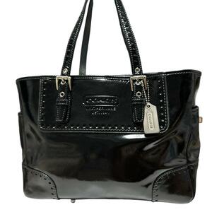 美品 COACH ターンロック パテント エナメル ショルダーバッグ ブラック バッグ ギフト プレゼント 正規品 ファッションアイテム