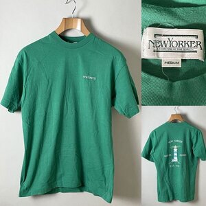 ★【送料無料 並品】90s ビンテージ 日本製 国内正規品 ニューヨーカー NEW YORKER コットン100% レトロデザイン 両面プリント Tシャツ M