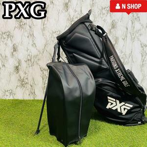 【良品】高機能 PXG ハイブリッドキャディバッグ ゴルフバッグ 自立スタンド式 ブラック