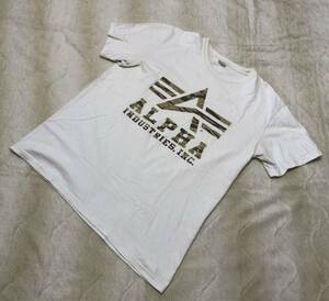 ☆ALPHA☆アルファ ビッグロゴ 半袖 Tシャツ XL 白系 カモフラ 23154