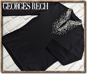 美品！！☆GEORGES RECH　ジョルジュレッシュ　スパンコール付き7分袖カットソー　黒☆