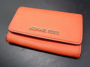 ■極美品■ MICHAEL KORS マイケルコース レザー カードケース カード入れ パスケース 定期入れ オレンジ系 DG7331