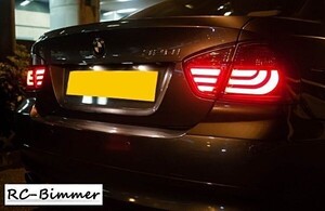 12月セール●BMW E90 3シリーズ前期セダン ファイバーLEDクリアテールランプセット/後期スタイル/人気商品/後期ルック/320/323/325/328/330