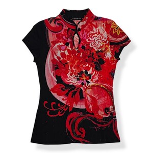 AW2010 Vivienne Tam SAORI KANDA FLOWER CHINESE SHIRT TOP ヴィヴィアン タム 花 コラボ シャツ カットソー 90s archive vintage