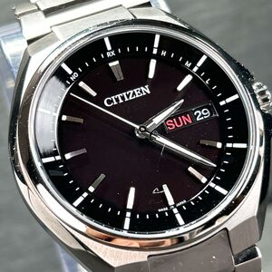 超美品 CITIZEN シチズン ATTESA アテッサ AT6050-54E 腕時計 電波ソーラー アナログ スーパーチタニウム デイデイトカレンダー 動作確認済