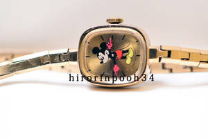 即決　BRADLEY　高級1７石　ミッキーマウス 手巻時計　GOLDトーン　ブラッドレイ　ディズニー