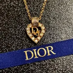 DIOR ヴィンテージ　ネックレス　ラインストーン　ゴールド　ハート