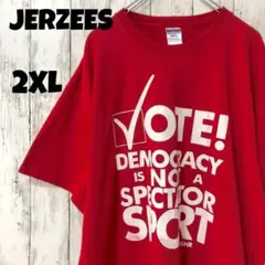 JERZEES アメリカ古着 ビッグプリント レッド Tシャツ 2XL メンズ