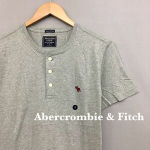 【新品未使用】【タグ付き】アバクロンビーアンドフィッチ Abercrombie & Fitch 半袖 Tシャツ ヘンリーネック グレー メンズ Sサイズ ♭△