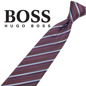 640/ HUGO BOSS ヒューゴボス 中古 ネクタイ ストライプ柄 ネコポス可