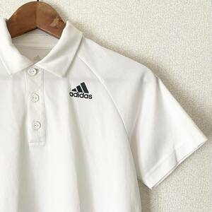 アディダス 吸汗速乾 ポロシャツ Sサイズ★半袖 ホワイト トップス ゴルフウェア adidas スポーツ レジャー キャンプ ポリエステル 通気性